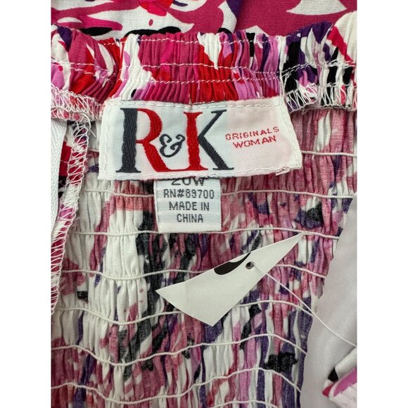 Pink Purple Painted Print Cotton Sundress Size 20W 2X Summer Dress Plus Size New - Picture 4 of 7